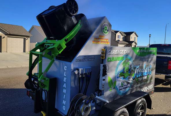Your trash cans are cleaned with steaming hot water.